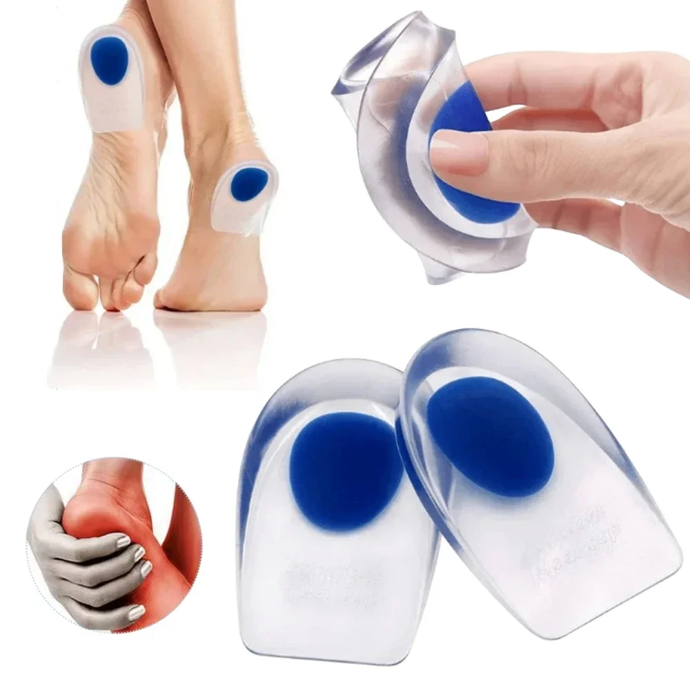 Palmilhas de Gel de Silicone para Alívio da Dor, Almofada do calcanhar, Sola de sapato espessada macia, Bone Spurs Pain Relief, Metade do tamanho