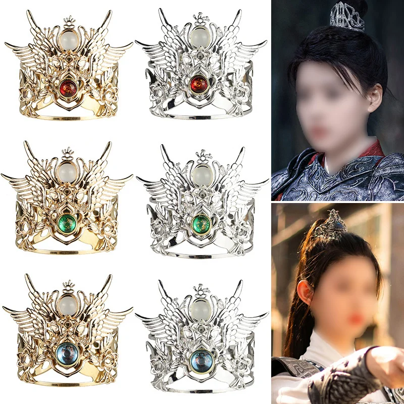 ヴィンテージレトロメタルおだんごヘアクラウン装飾アクセサリー戦士騎士クラウン韓服帽子