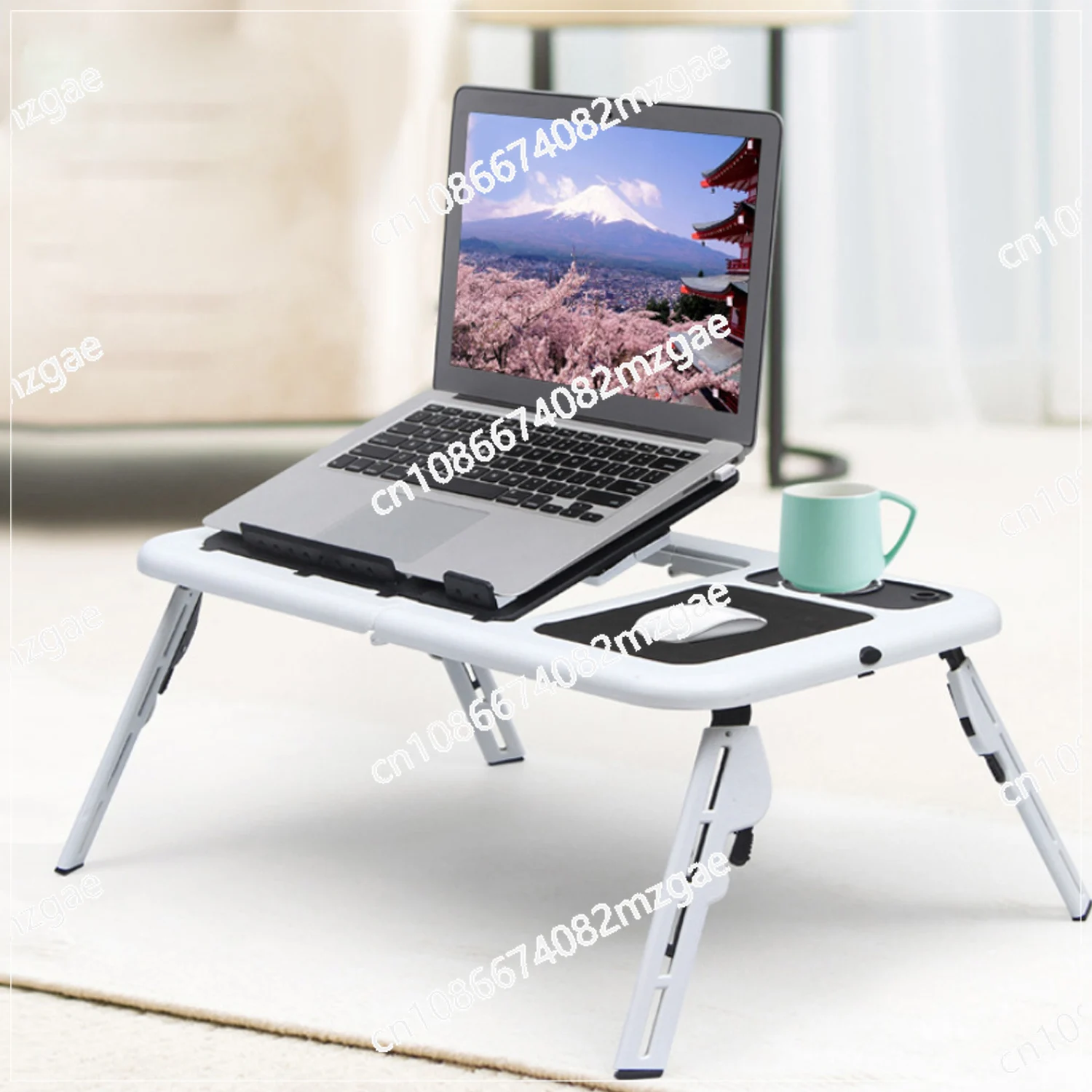 Folding Adjustable Laptop Bed Tray USB Notebook PC Table Desk Stand Workstation with 2Cooling Fans Laptop Vertical Stand