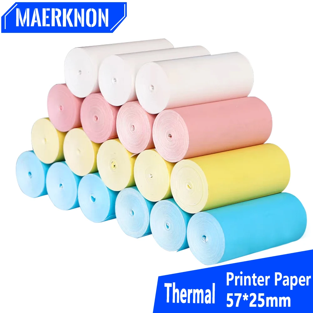 HD Thermal Paper for Mini Printer Label Sticker Colorful Adhesive Self-adhesive Paper Kids Homework Photo Inkless Printing 57mm