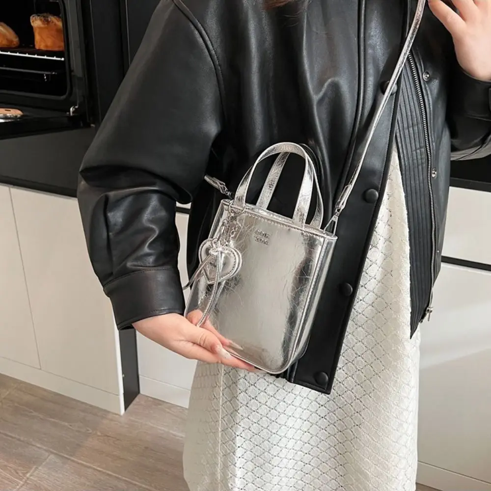 Trendy Pu Leather Shoulder Bag Chic Versatile Crossbody Bags with Love Keychain Pendant High Quality Purses for Women