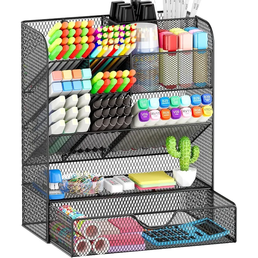 تنظيم المكتب وملحقات حامل القلم لمنظم المكتب مع درج منظم سطح المكتب ملحقات مكتب المكتب لـ