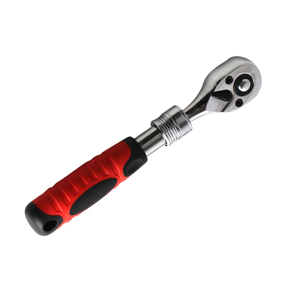 

3/8 Inch Telescopic Ratchet Wrench Swivel Head Flex Extendable Quick Release Reversible Lightweight Durable Bright Red For