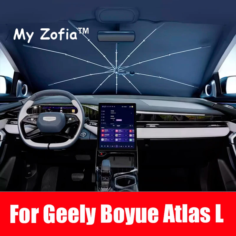 

For Geely Boyue Atlas L 2023 2024 2025 Car Windshield Sunshade Foldable Umbrella amry Front Heat Insulation Accessories