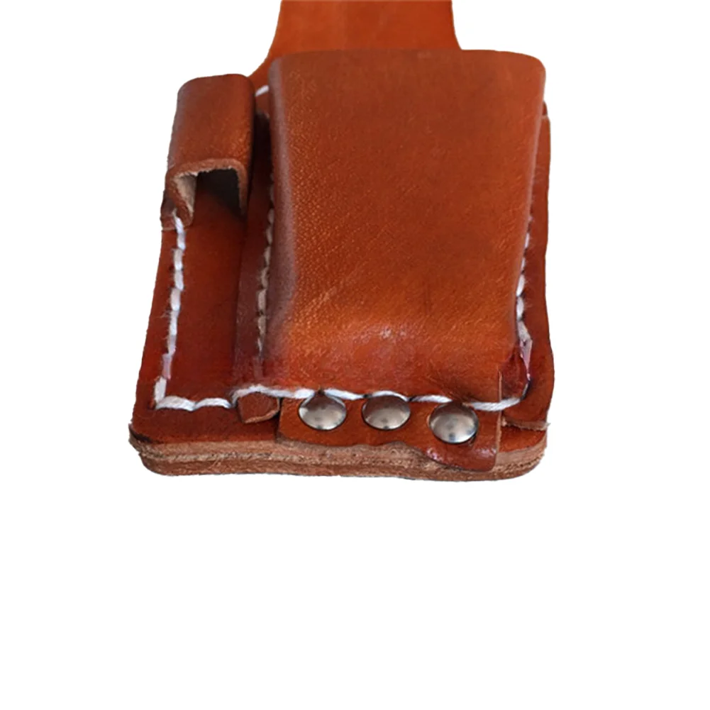 Rugged Cowhide Leather Tool Case Featuring Reinforced Rivets And Dual Pocket Layout For Workshop And Field Use