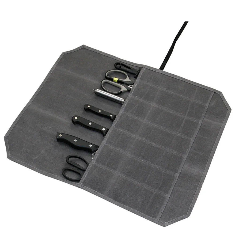 

Knife Storage Bag Cutlery Holder Lightweight Portable Gray Folding Tableware Pouch Large Capacity Outdoor Picnic BBQ Camping
