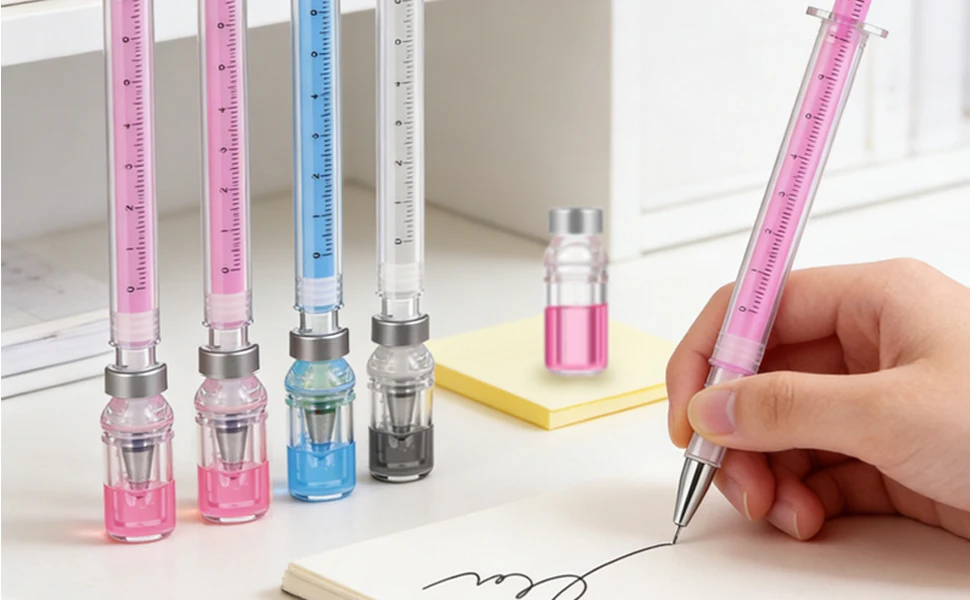 3/6/9er-Pack Kreative Neuheit Spritzen-Form Besondere Form Niedliche Schreibwaren 0,5 mm Schul- und Bürobedarf Gelstift – Detail 4
