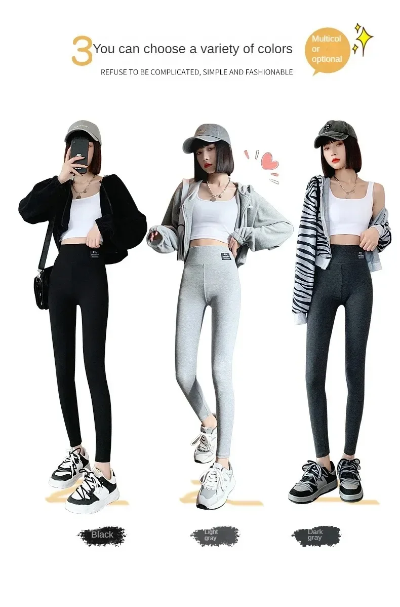 Winter-Leggings, dicke Thermohose, hoch taillierte Leggings, Damen-Leggings mit Gewinde, bequeme Stretch-Leggings, schwarz, dünn – Detail 21