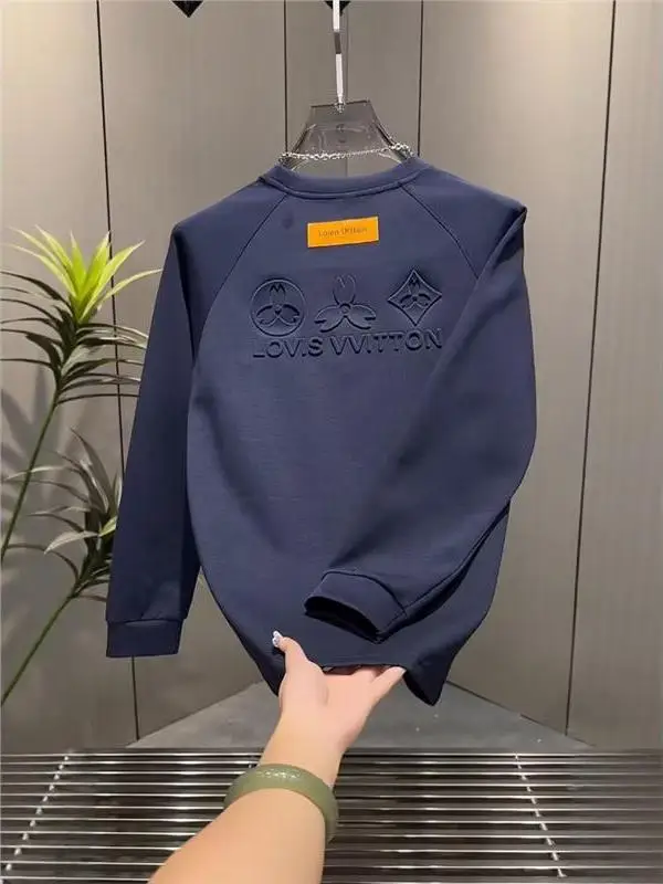 

Мужская повседневная толстовка с круглым вырезом и вышитыми надписями, удобная, из хлопка и полиэстера, базовый слой, модный городской стиль