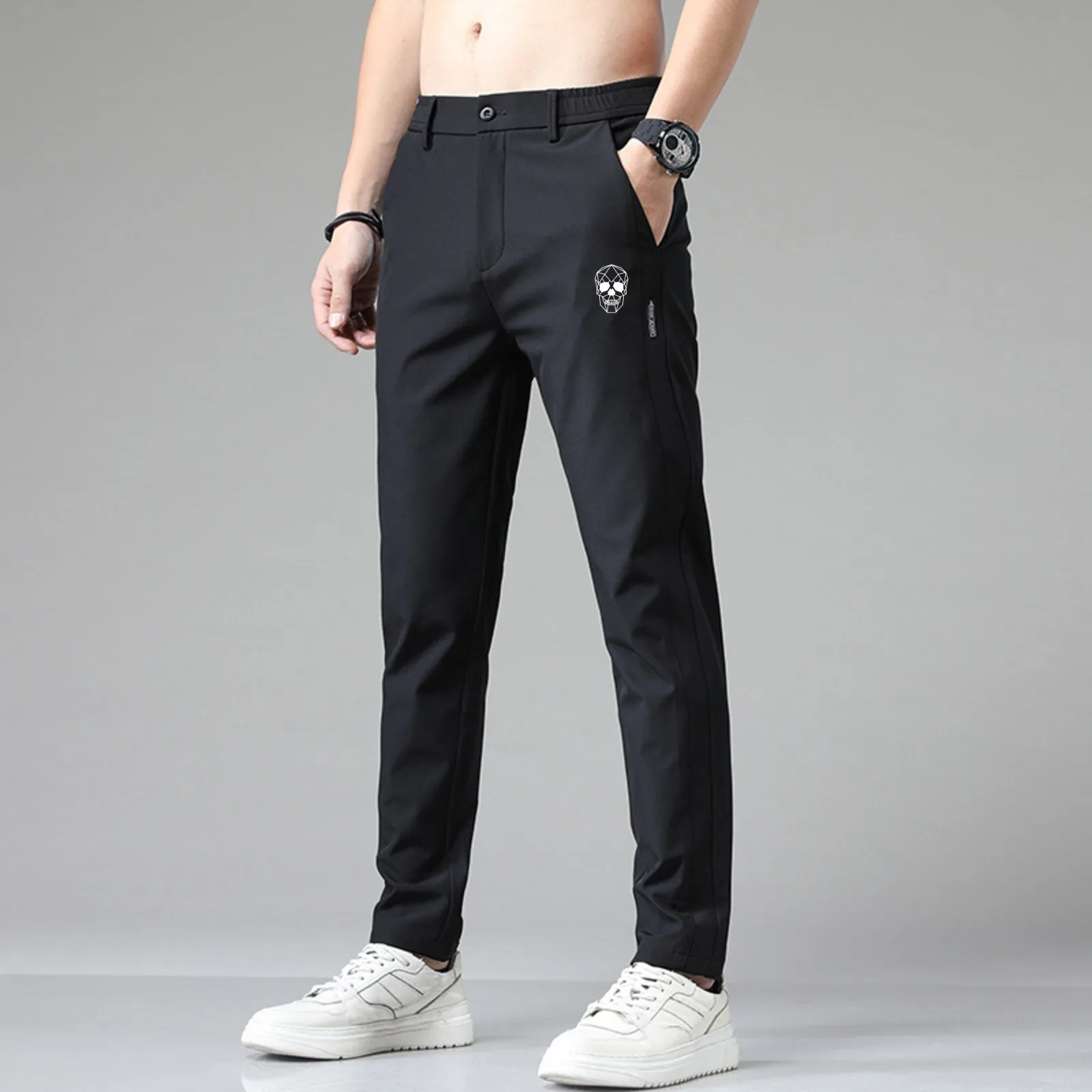 Men Summer Casual Golf Pants Slim Straight Stretch Trousers Light Green Thin Breathable Daily Jogger Long Pants Golf Clothing