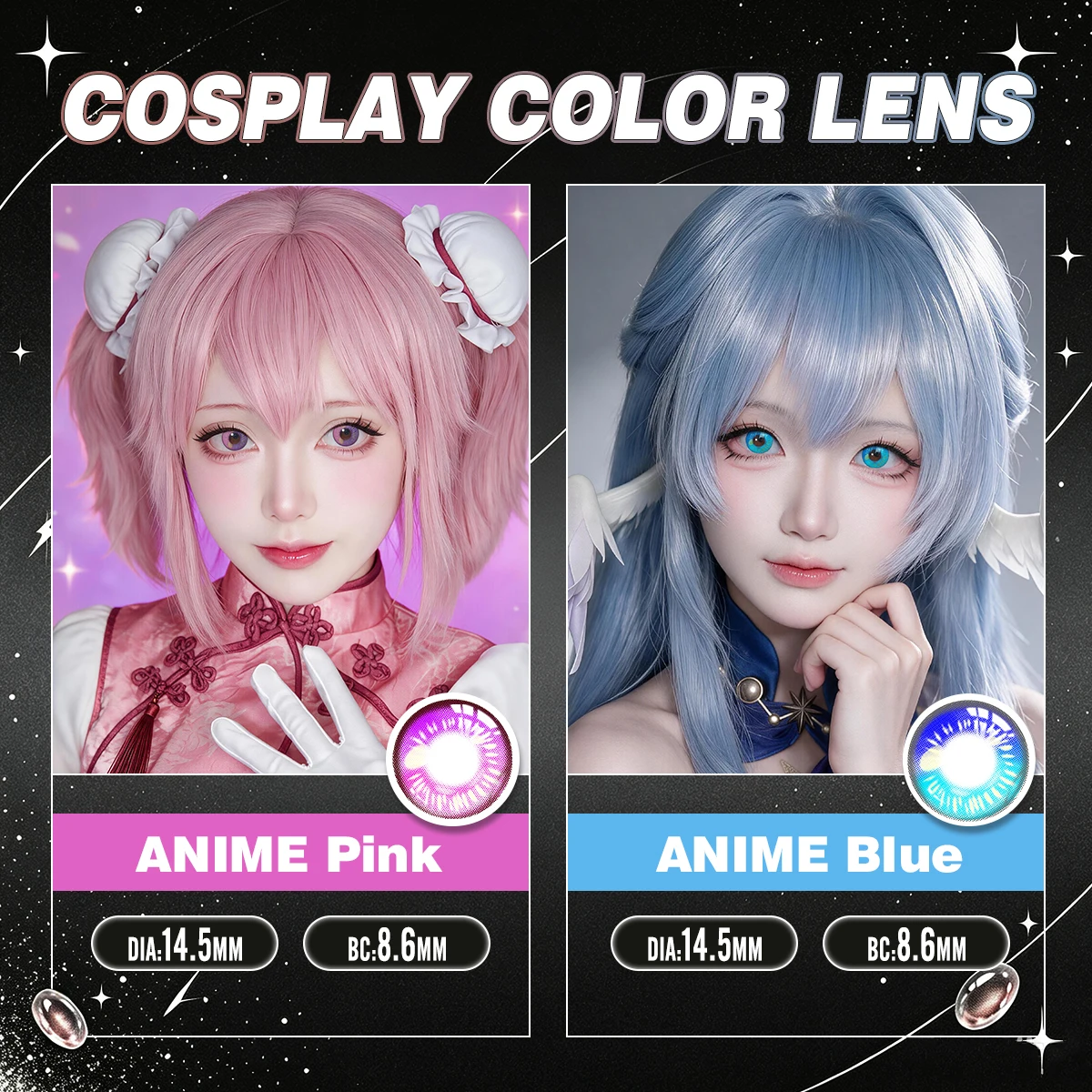 VISUASHOW Halbjährliche Halloween-Farbige Kontaktlinsen 1 Paar Kleine Pupillen Anime Cosplay Rollenspiel Weiche Farblinsen – Detail 2