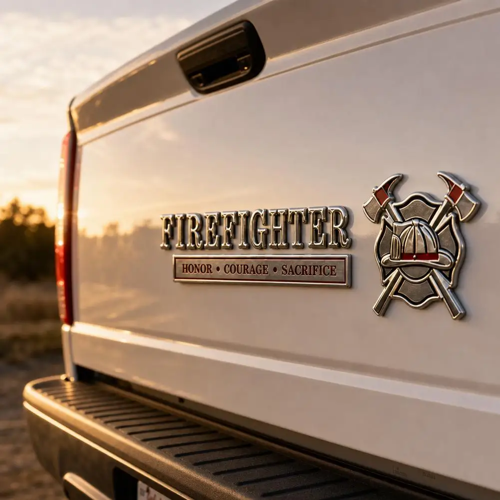 3D Stereoscopic Metal Texture Car Badge Firefighters Metal Car Sticker for Truck SUV Car Motorcycle Auto Decal