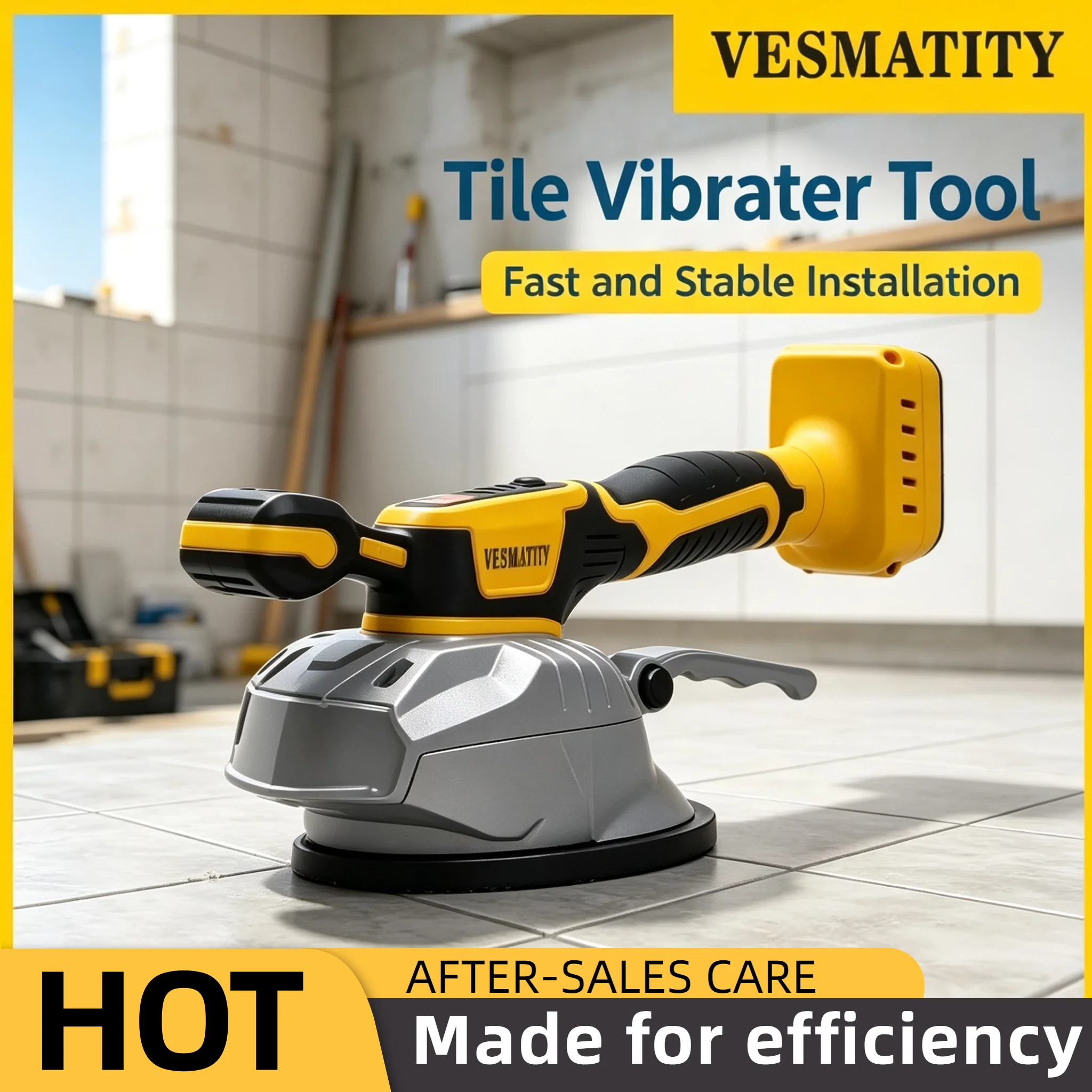 Vesmatity 8 Adjustable Tile Tiling Machine High Loading Capacity Wall Floor Tile Laying Vibrating Tool 18V Battery Pro Max