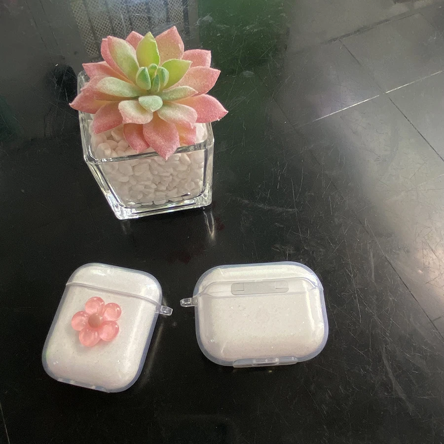 IPhone plus Pro / buds z2/n用の素敵なシリコンケース,漫画のクマ/フラワーパターン,透明なキーホルダー付き