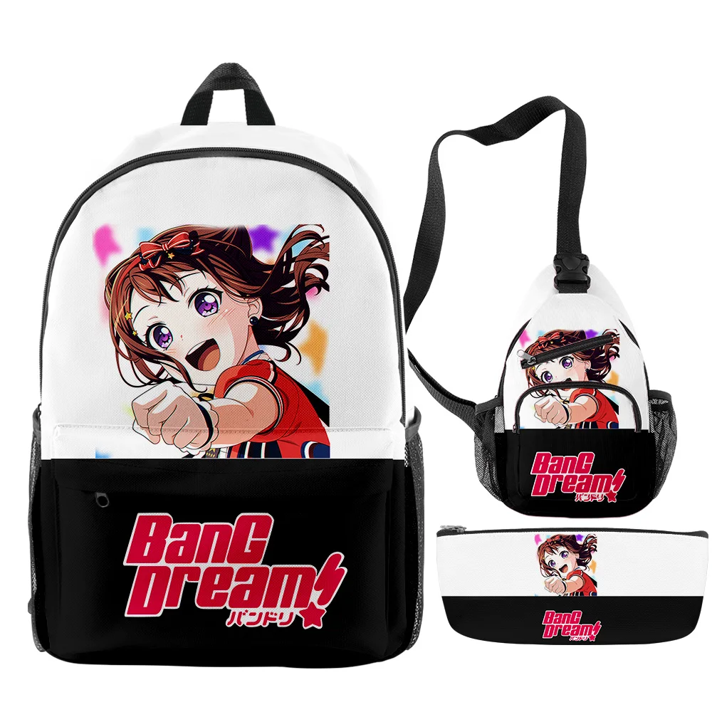 2023 BanG Dream Music Game Merch 3pcs/set Travel School Bag  Crossbody Bagl Pencil bag Suit For Kids Aldult bag