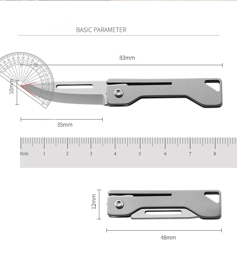 EDC titanium alloy folding knife, mini key chain pocket knife, unpack delivery knife, fruit knife, portable pocket folding knife