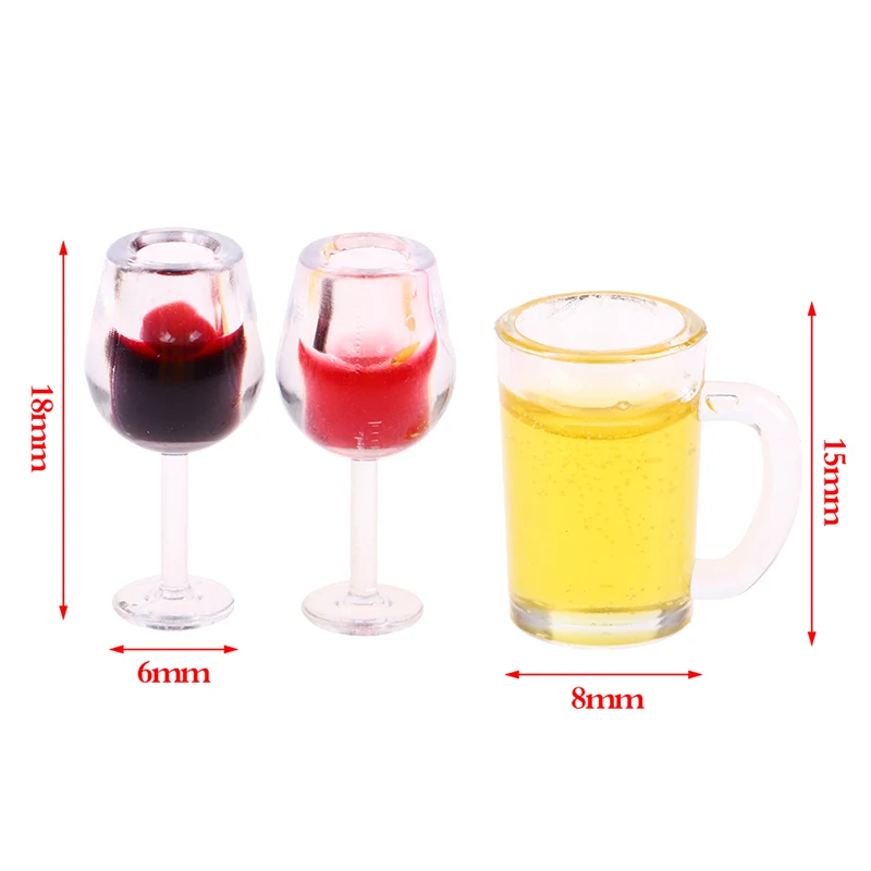 5Pcs 1:12 Dollhouse Miniature Wine Cup Beer Mug Wine Bottle Model Furniture House Decor Toy