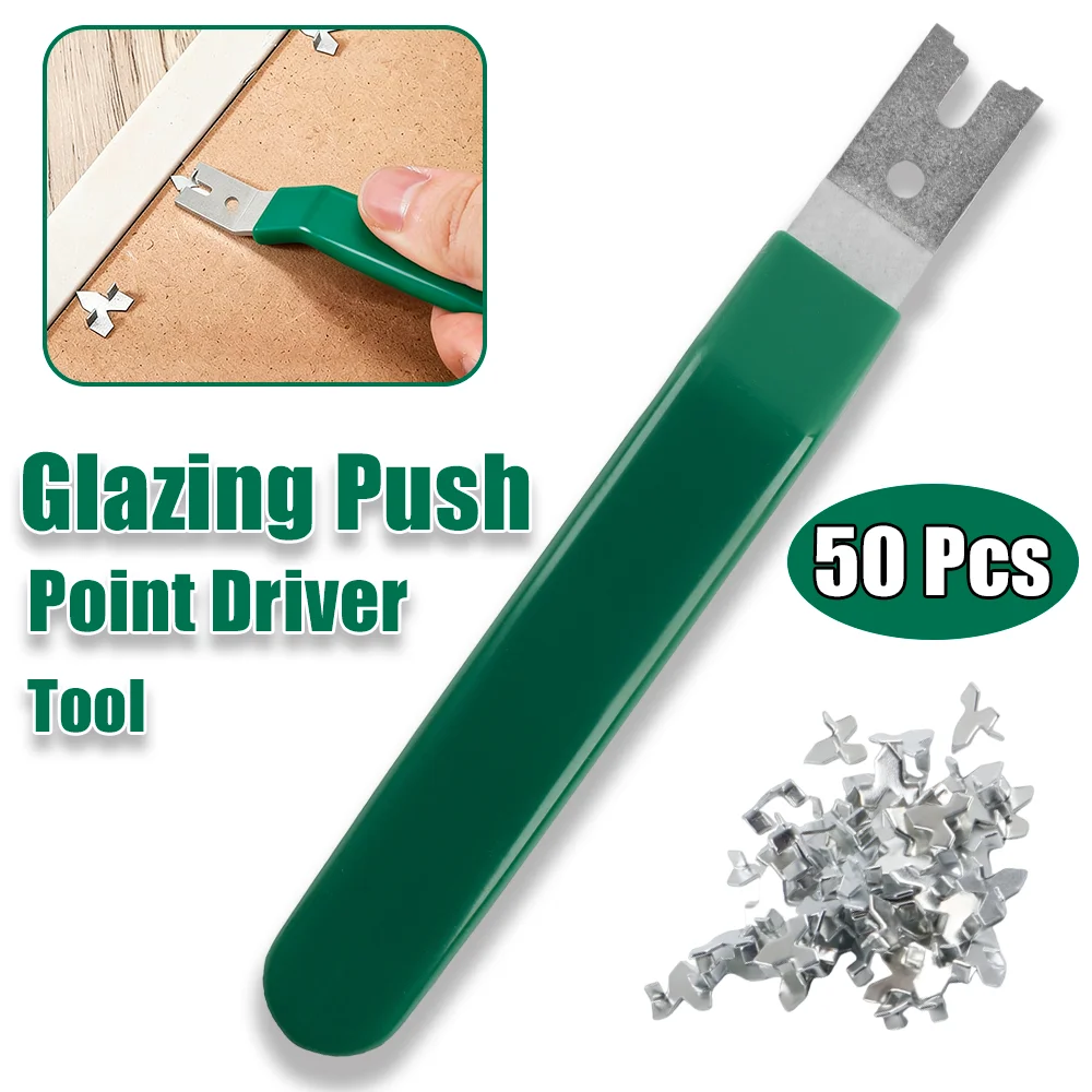 

Glazing Point Driver Tool with 50Push Points, Galvanized Iron Push Point Driver Tool Kit for Window/Glass Fixing/Picture Framing