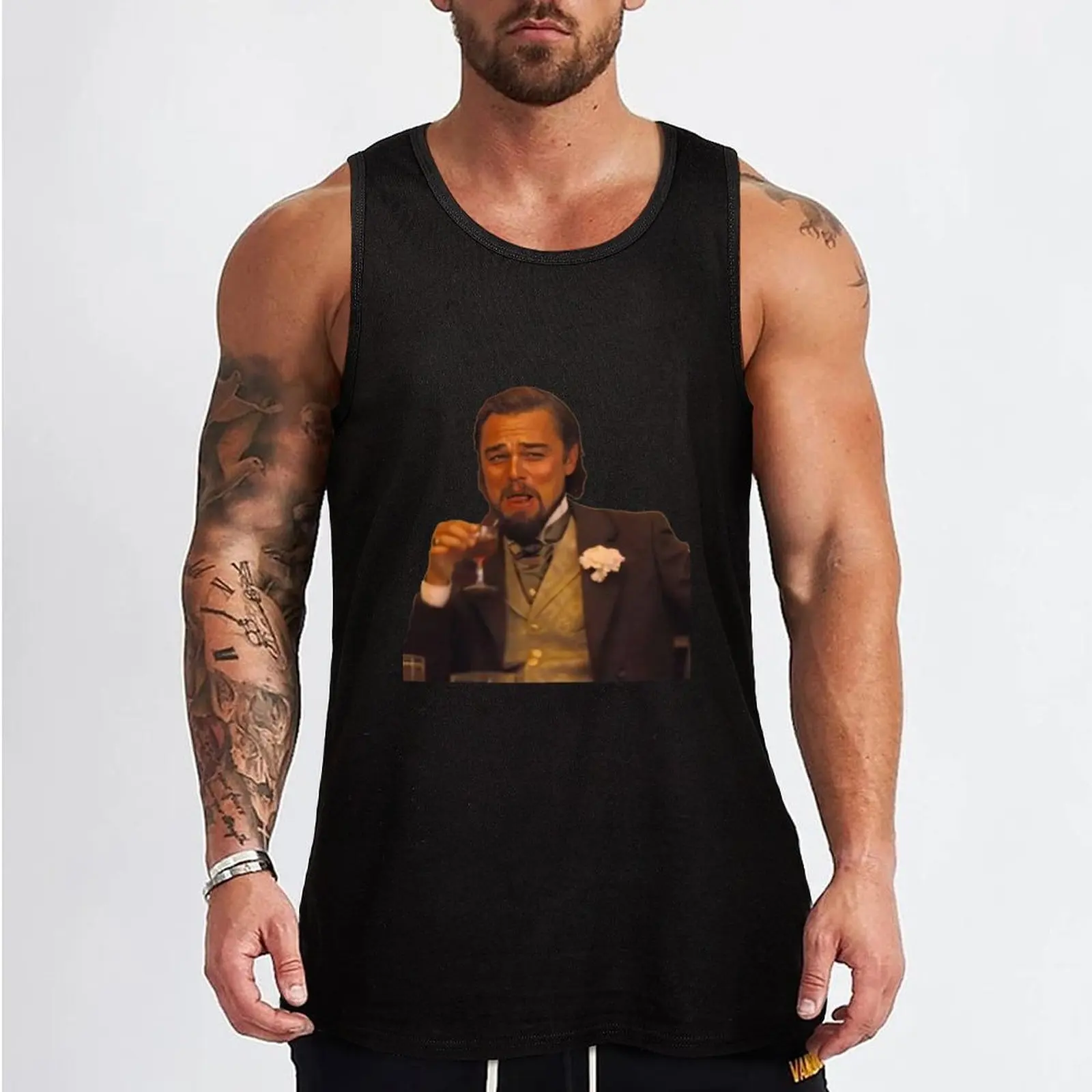 Funny Leonardo DiCaprio Laughing Meme Tank Top training weight vest men gym clothing Man gym clothes