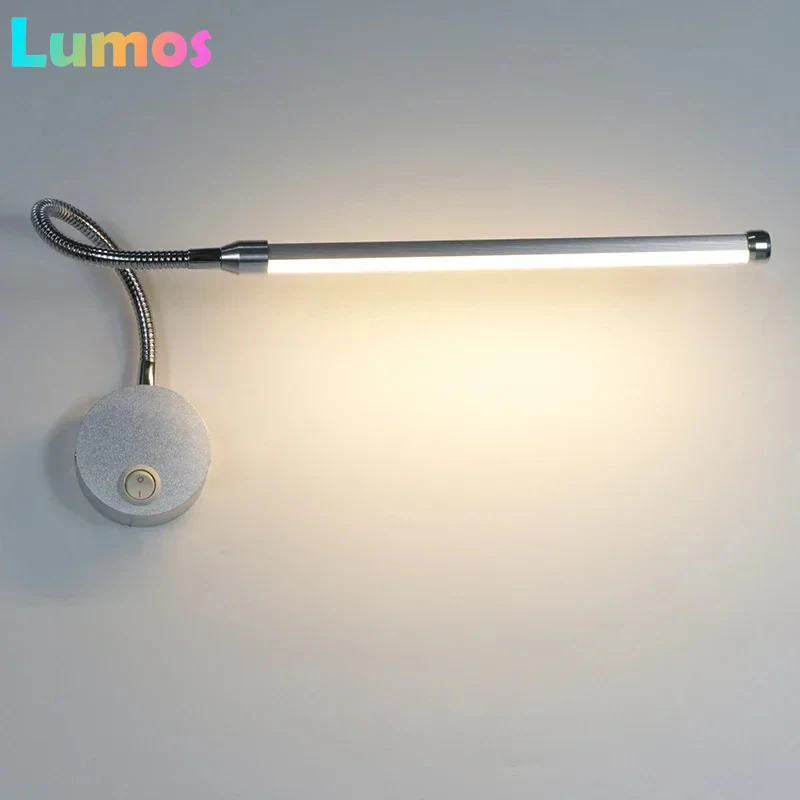 

PD Bedroom Wall Light Bedside Reading Lighting 6W LED Lamp With Knob Switch Aluminum 360 Degree Angle Adjustable AC90-260V