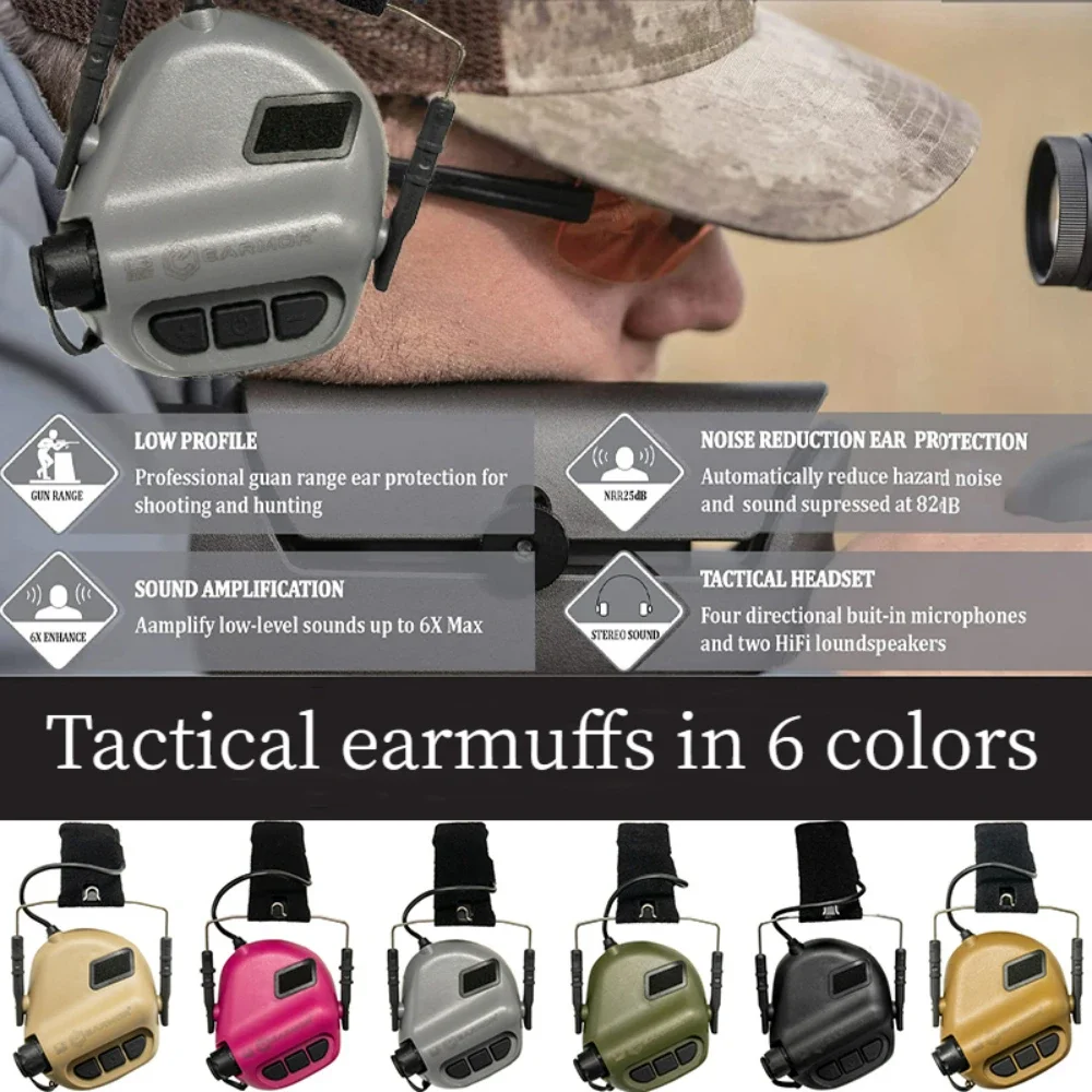 Tactical Headset M31 Noise Canceling Earmuffs Military Anti-Noisy Electron Shooting Earphone NRR 22dB Military Noise Canceling