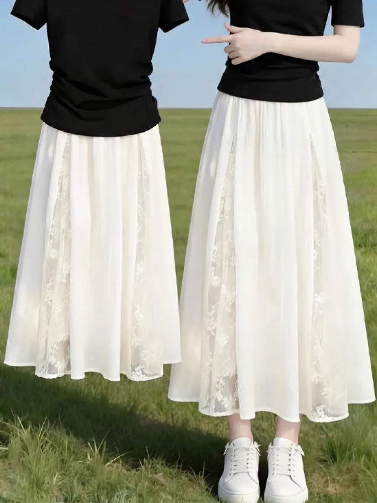 

Trendy Pure Color Versatile Loose Thin Summer High Waist Half Skirt Women's Fashion 2026 Breathable A-Line Skirt Korean Style