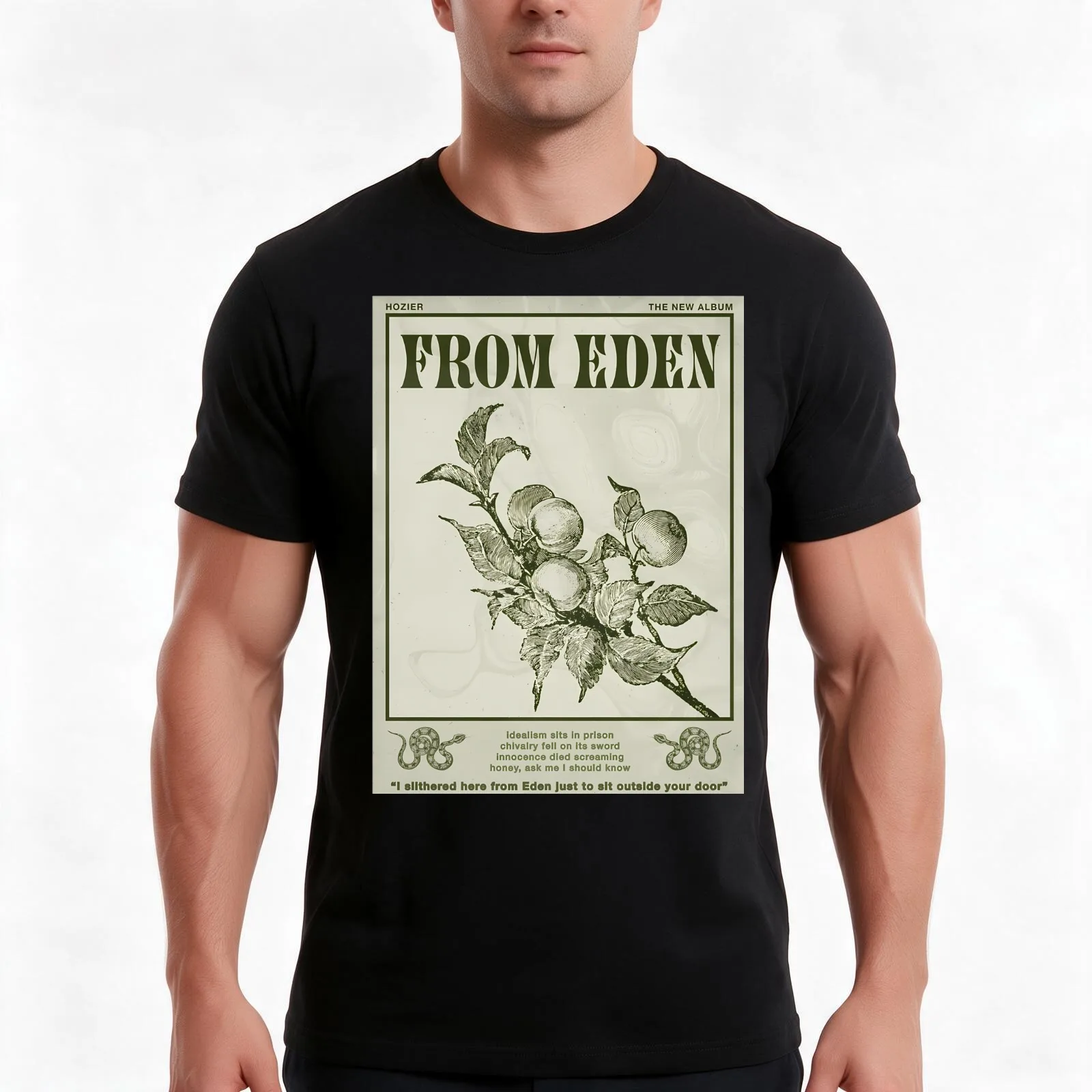 From Eden Hozier T-Shirt, Summer Casual Cotton Tee, Oversized Streetwear Tops, Vintage Graphic Print, Loose Fit Short Sleeve