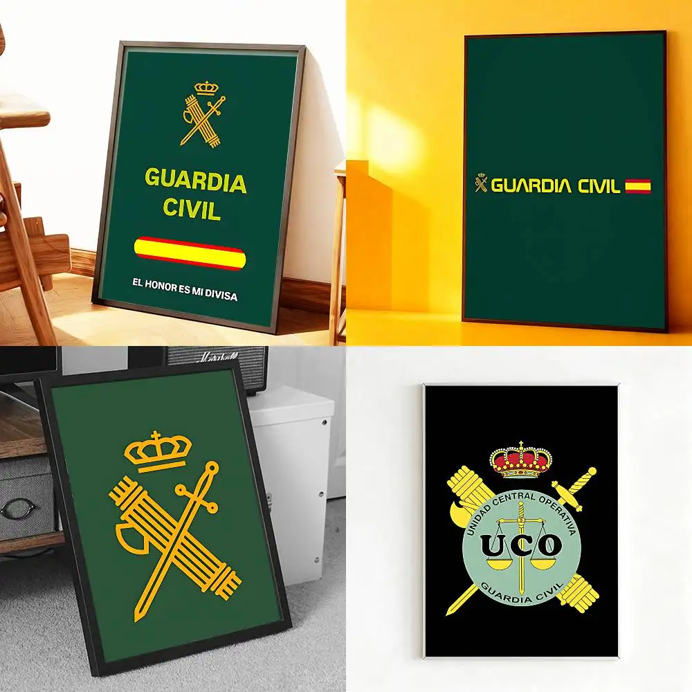 

S-Spanish G-Guard Civil Emblem Poster Prints Wall Art Painting Picture Gift Living Room Bar Restaurant Dec Sticker Large