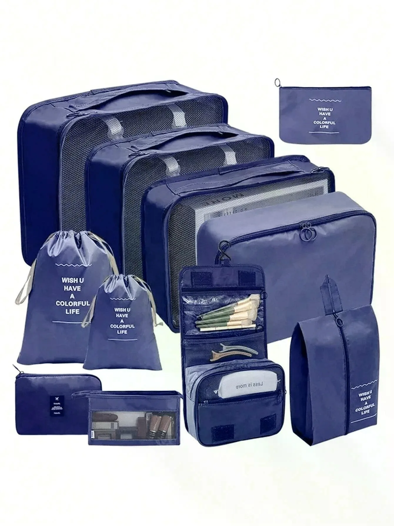11-Piece Travel Luggage Packing Cube Organizer Set With Toiletry Bag,  Travel Organizer For Clothes Luggage Storage Bag Set Packaging Bag For Cruise Holiday Beach Vacation Stuff Summer Travel Essentials For Ladies Woman Suitcase Underwear Bag Room Decor