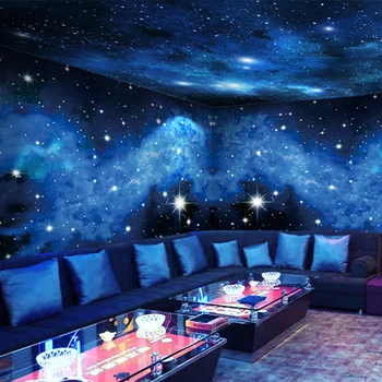 Personalizado céu estrelado galáxia 3d ktv papel de parede decoração para casa teto fundo da parede pano hotel mural papéis toda a casa decoração