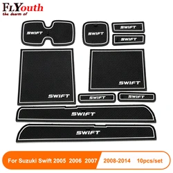 Anti-Slip Car Door Groove Mat, Látex Non-Slip Mats, Interior Cup Pad, Car Styling, Fit para Suzuki Swift 2005 a 2014, 10Pcs, mais novo