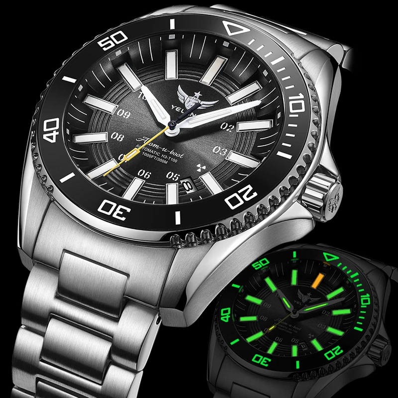 YELANG V1032 Men's Luminous Watch 44mm Mechanical Sapphire NH35A Automatic Movement 300m Waterproof Diver's Watch for Men