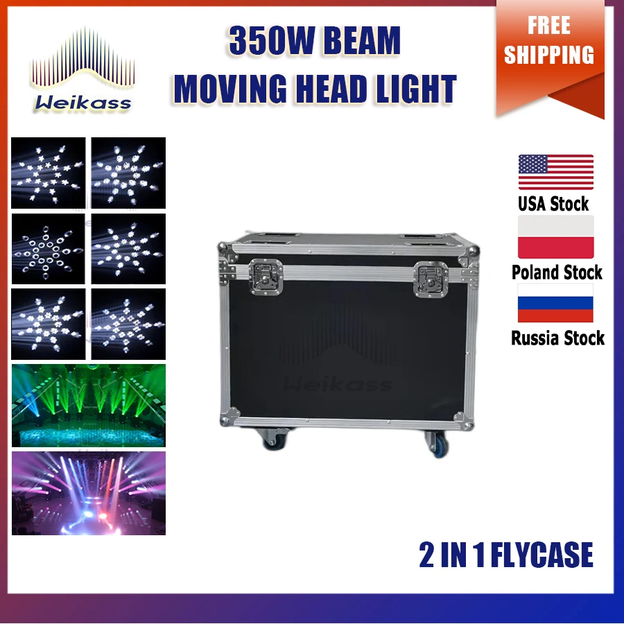 Shake Head DMX Beam Light, Rotating 8 + 16 + 24 Prism Stage Effprotected for DJ Parties, Chang Club Wedding, 350W, 17R, 1Pc, Tax