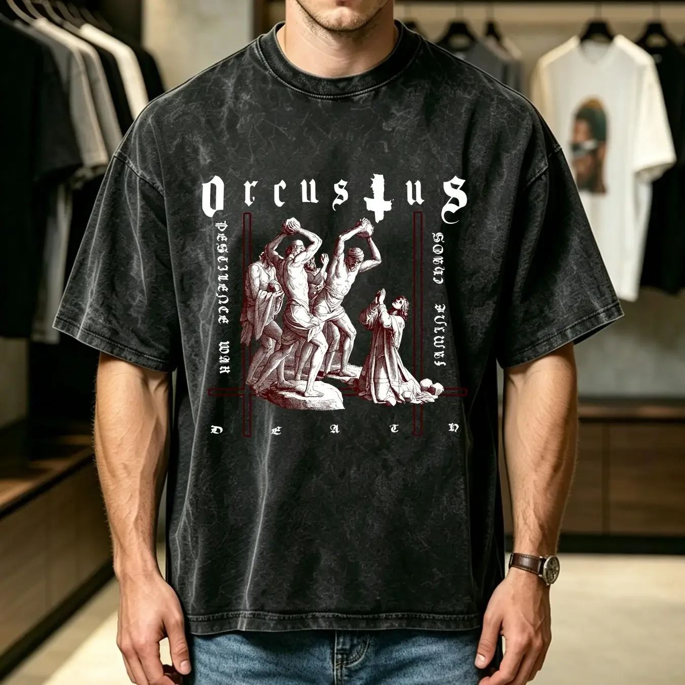 washed T Shirt ORCUSTUS Death XL The Chasm Inquisition Urgehal Urfaust Ulver long or short sleeves vintage Washed graphic
