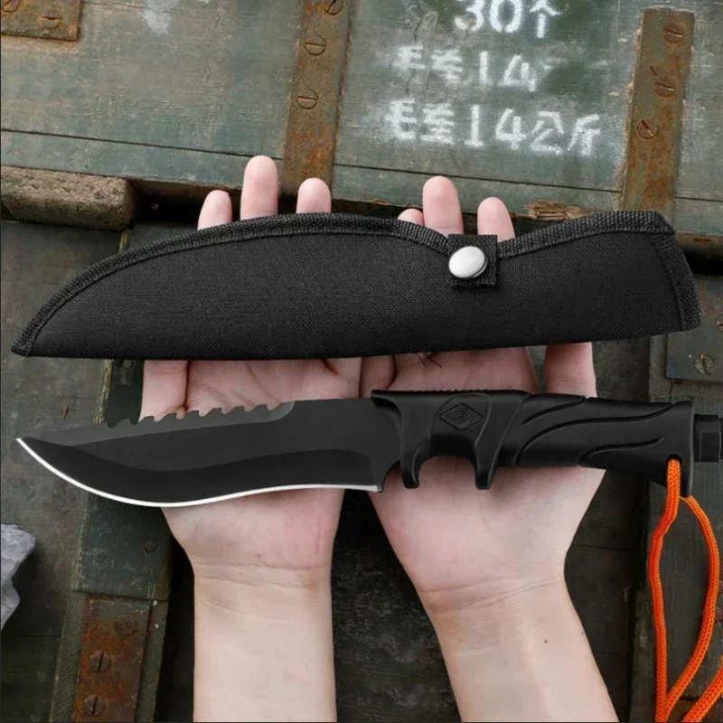 Cuchillo cortador de carne de alta dureza, cuchillo para fruta, EDC conveniente con chaqueta, hoja fija, cuchillo de corte multiusos y cuchillo para barbacoa