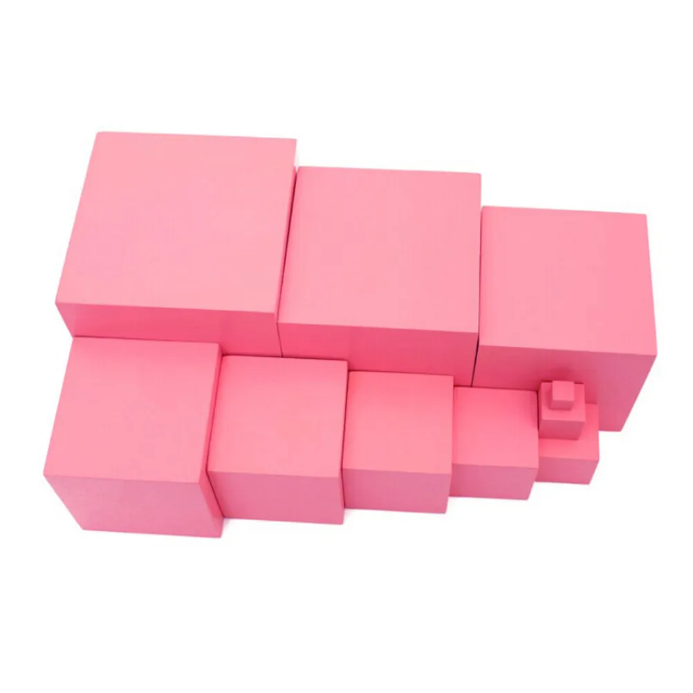 

Набор из 10 деревянных розовых пирамидок для раннего развития детей, Монтессори-игра для развития мелкой моторики, объемная игра для малышей