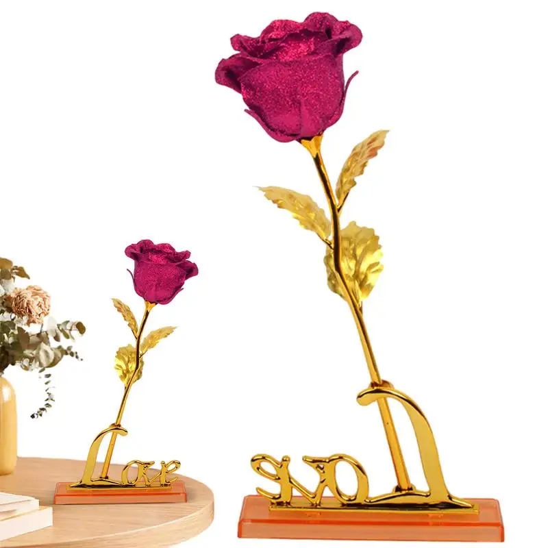 Valentine Day Creative Gift Gold Dipped Rose Lasts Forever Love Wedding Decor Lighting Roses Love Eternal Flower For Indoor