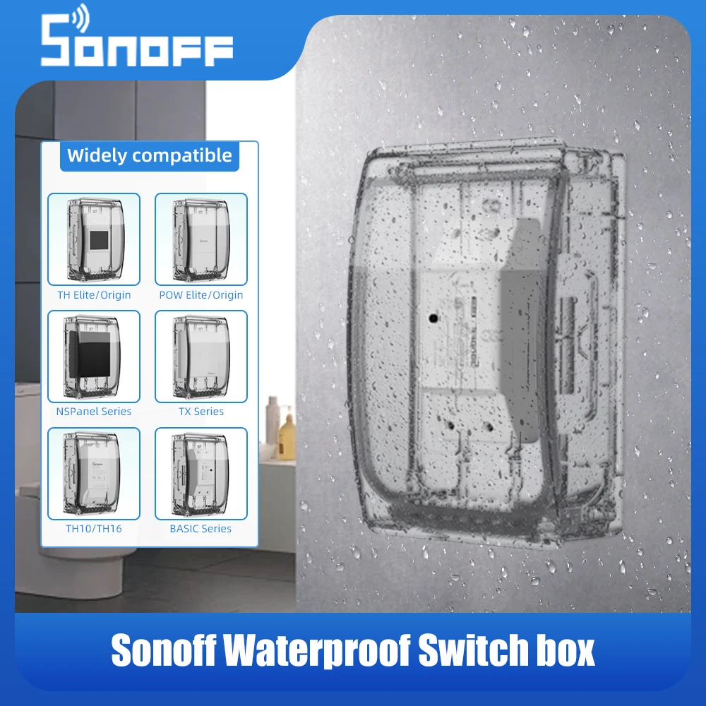 SONOFF Waterproof Box R2 Fits BASICR2 Basicr4 TH Elite/Origin POW Elite/Origin M5 TX T5 WiFi Switch NSPanel/NSPanel Pro Switch