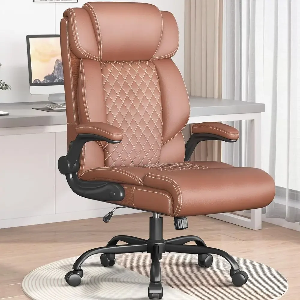

Executive High Back Breathable Comfort Desk Chair with Adjustable Armrests, Lumbar Support, Ergonomic Leather Swivel Chair for W