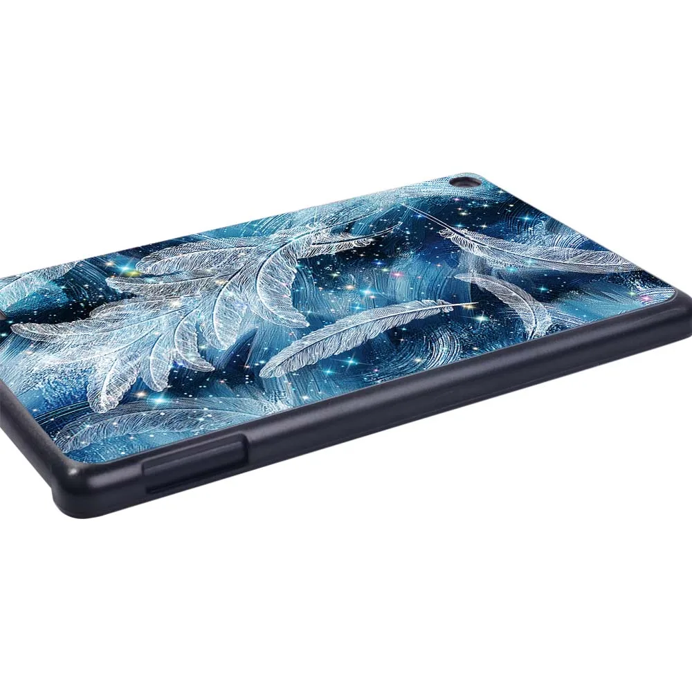 Tablet Case for Fire HD 10 Plus/5th/7th/9th/11th/HD 8 Plus/6th/7th/8th/10th/Fire 7 5th/7th/9th/12th Feather Print Hard Shell