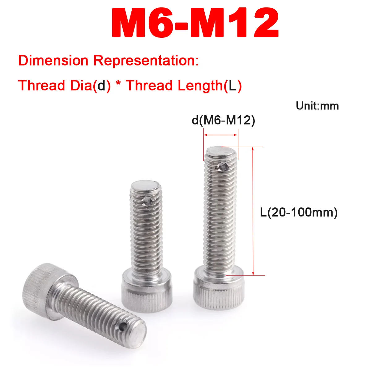 

304 Stainless Steel Cup Head Hex Socket Cap Screws with Through-Hole Tail M6M8M10M12
