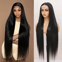 Peluca de encaje 4x4 recta de 36 pulgadas, pelucas de encaje de fibra de alta temperatura para Cosplay, resaltado de insectos, marrón Piano, Rubio degradado