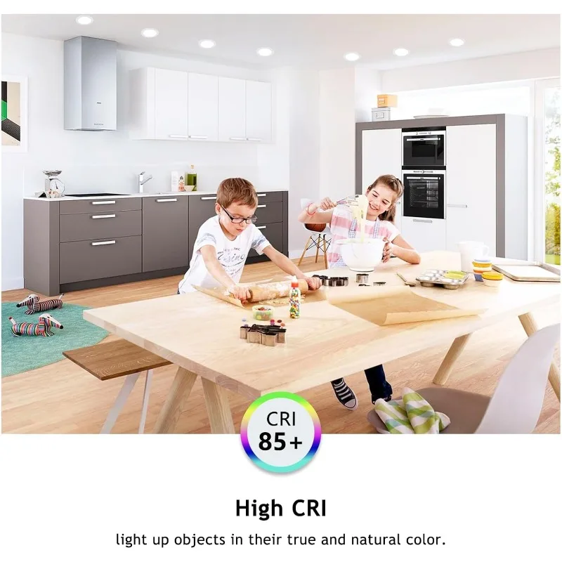 home.60 Pack Recessed Lighting 6 Inch Canless Ultra Thin Wafer Downlight Soffit Pot Light with Junction Box, Dimmable & 5 Color