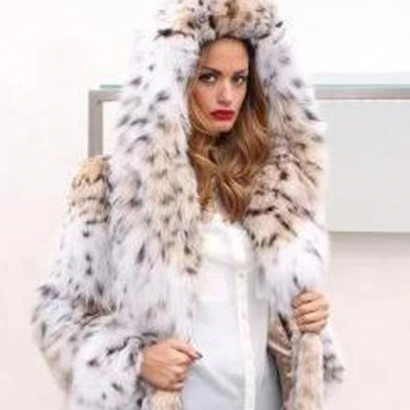 Women's Autumn/Winter Top Coat Faux Fur Leopard Print Warm Comfortable Loose Casual Design Fashion Advanced Soft Niche Versatile