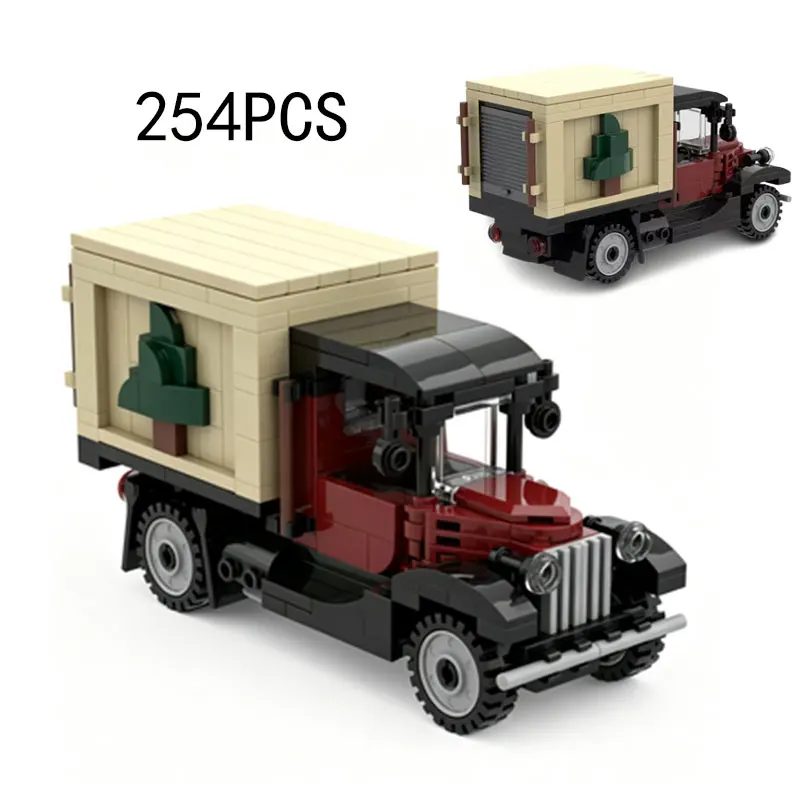 MOC 254PCS Vintage Box Truck Small-Particle Interlocking Brick Transport Truck Model Toy Gift Ornament