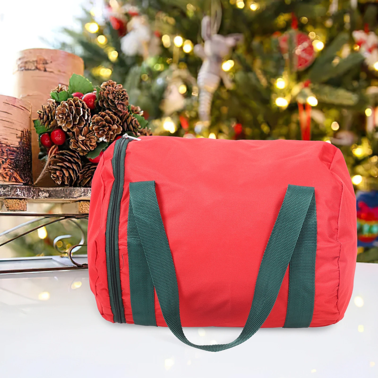 

Christmas Light Storage Bag 600D Oxford Red Round Bulb Container Crash-proof LED Organizer Pouch Storage Solution Holiday