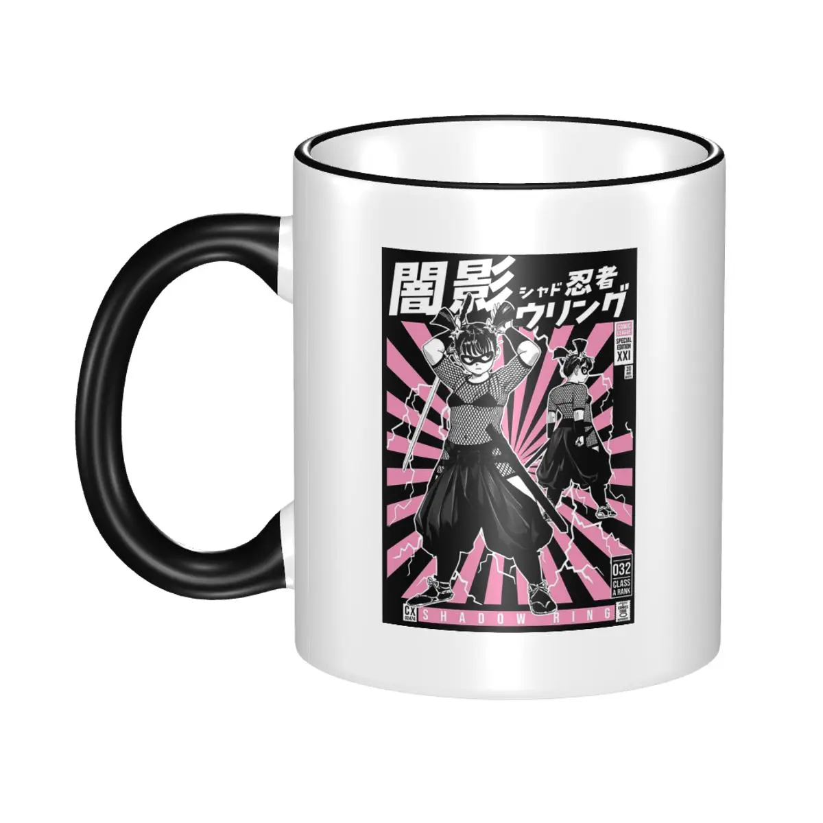Ninja Girl Mug Funny Ceramic Coffee Cups Tea Mugs Milk Cup Drinkware Gift for Friends