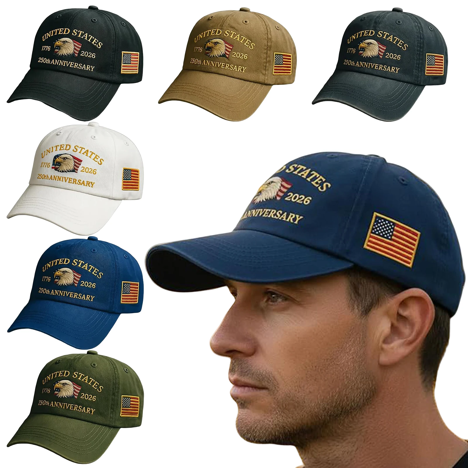 الولايات المتحدة 250th الذكرى في الهواء الطلق قبعة الشمس تنفس مريحة الشمس قناع قبعة قابل للتعديل الرجعية المطبوعة قبعة بيسبول للنساء الرجال #4