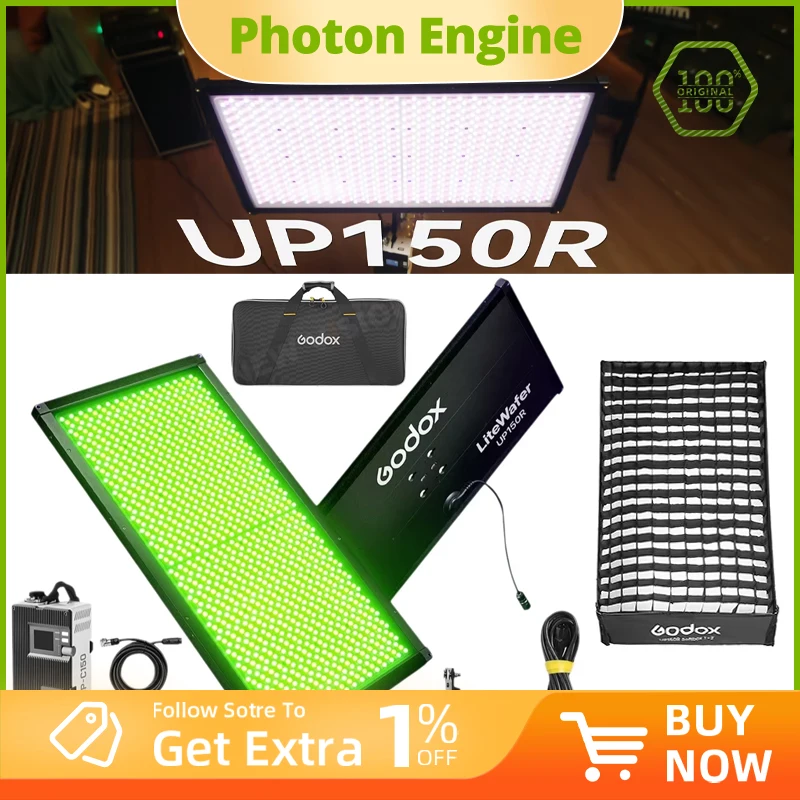 

Godox UP150R LiteWafer Full Color LED Light Panel Slim Profile Design Quick-Release Mounting System Built-in 14 Special Effects