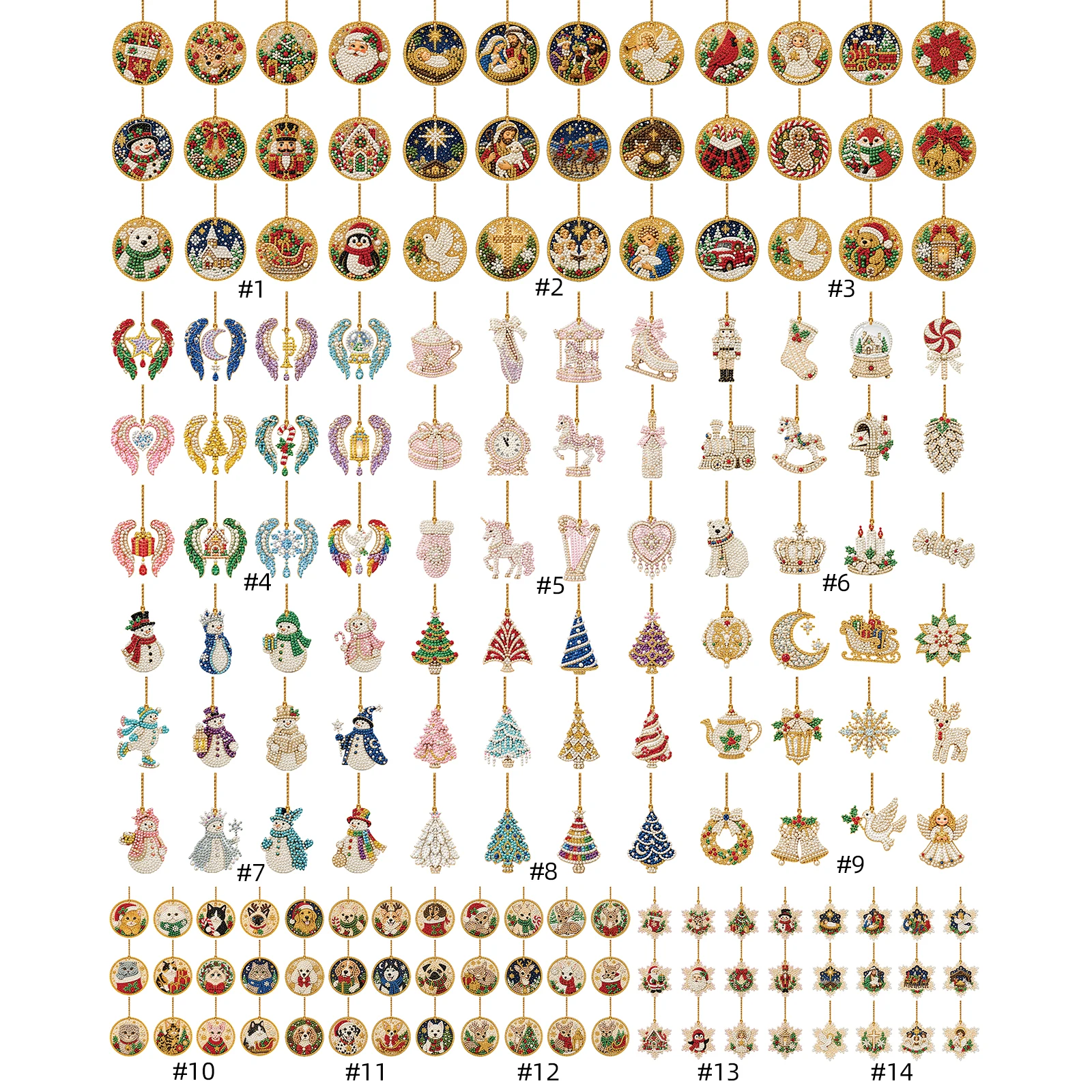 Xmas Resin Art - Christmas Diamond Art Kit 12pcs DIY